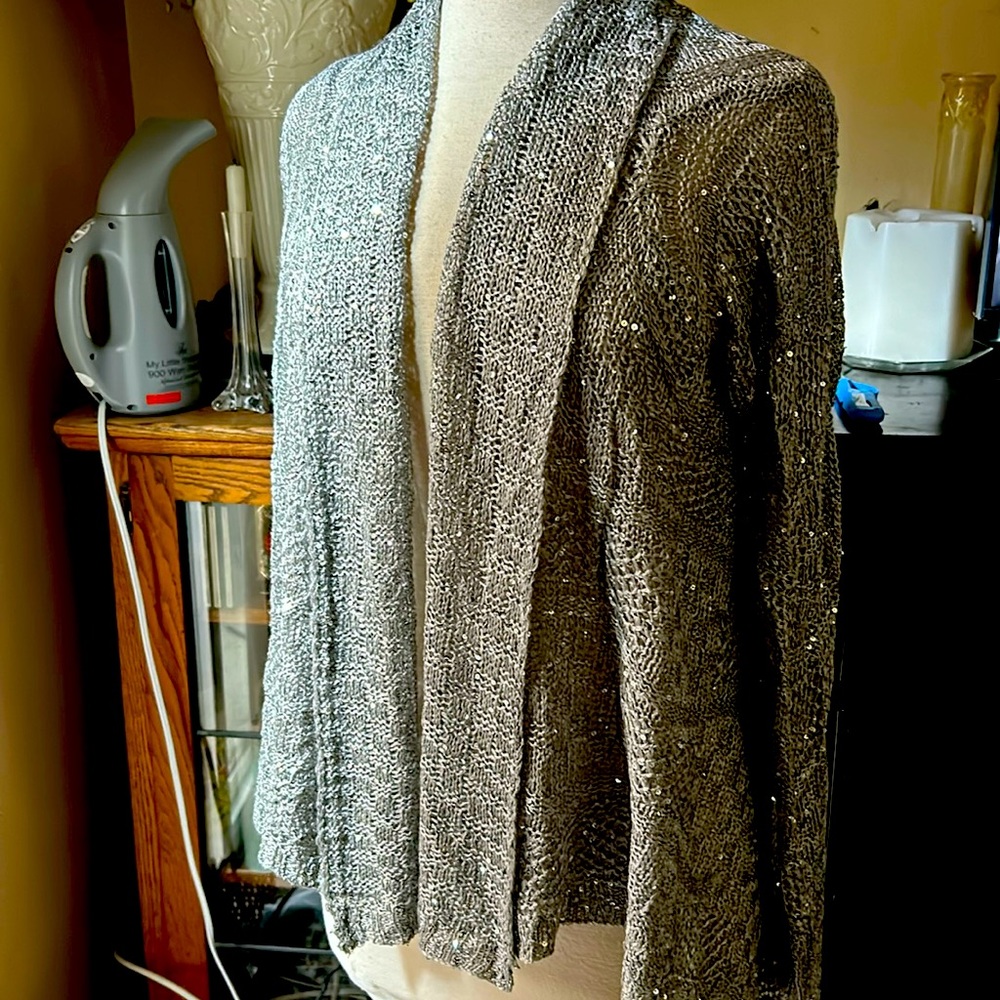 Gray knit and sequenced cover up